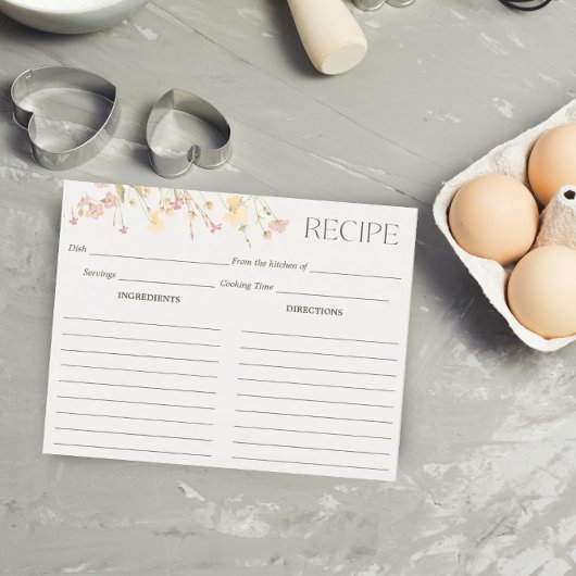 ワイルドフラワーズブライダルシャワーレシピカード