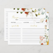 ワイルドフラワーズブライダルシャワーレシピカード (正面/裏面)