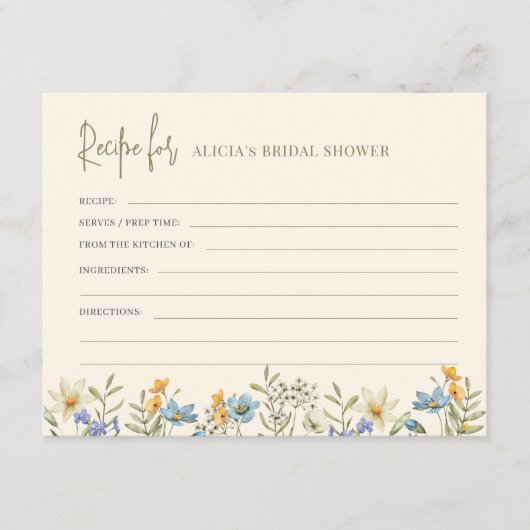 ワイルドフラワーズブライダルシャワーレシピ エンクロージャーカード (正面)