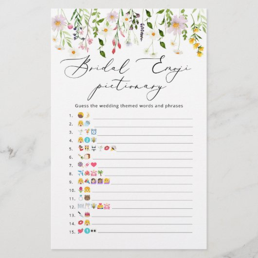 ワイルドフラワーズブライダルシャワー絵文字ゲーム (正面)