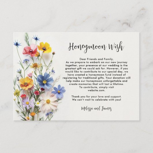 ワイルドフラワーズブライダルシャワー エンクロージャーカード (正面)
