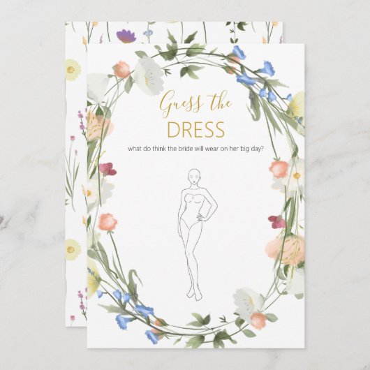 ワイルドフラワーズブライダルドレスゲームを推測 招待状 (正面/裏面)