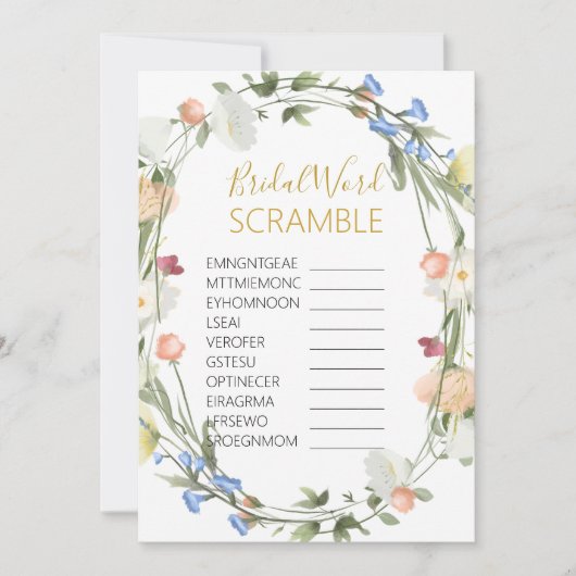 ワイルドフラワーズブライダルワードSCRAMBLEゲーム 招待状 (正面)