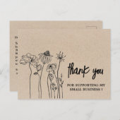 ワイルドフラワーズブラウンクラフトありがとうございます ポストカード (正面/裏面)