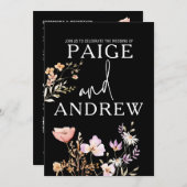 ワイルドフラワーズブラックファームハウス結婚式招待状 招待状 (正面/裏面)