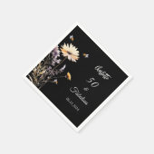 ワイルドフラワーズブラック50素晴らしい誕生日 スタンダードカクテルナプキン (角)