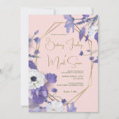 ワイルドフラワーズブ素朴パープル結婚ズ 招待状 (正面)