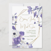 ワイルドフラワーズブ素朴パープル結婚ズ 招待状 (正面)