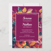 ワイルドフラワーズプラムクラシック結婚式招待状 招待状 (正面)