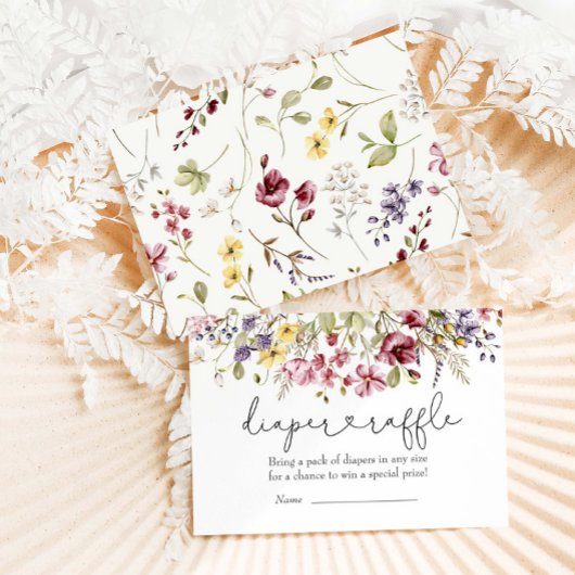 ワイルドフラワーズベビーイン開花シャワーおむつラッフル エンクロージャーカード