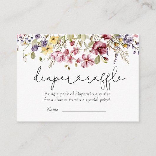 ワイルドフラワーズベビーイン開花シャワーおむつラッフル エンクロージャーカード (正面)