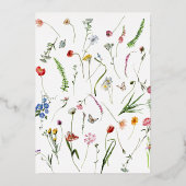 ワイルドフラワーズベビーイン開花ベビーシャワーバラ金ゴールド 箔招待状 (裏面)