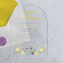 ワイルドフラワーズベビーイン開花ベビーシャワー招待状