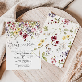 ワイルドフラワーズベビーイン開花ベビーシャワー招待状 招待状