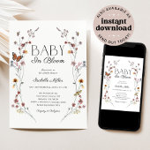 ワイルドフラワーズベビーイン開花ベビーシャワー招待状 招待状