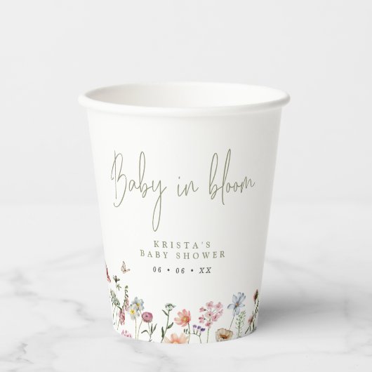 ワイルドフラワーズベビーイン開花ベビーシャワー 紙コップ (正面)