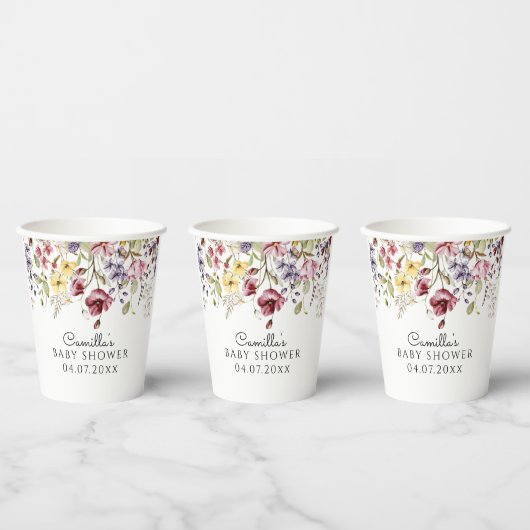ワイルドフラワーズベビーイン開花ベビーシャワー 紙コップ (複数)