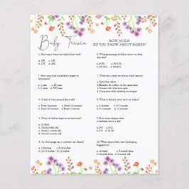 ワイルドフラワーズベビートリビア |赤ちゃんシャワーゲーム