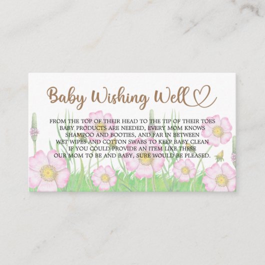 ワイルドフラワーズベビー開花の赤ちゃんシャワーが望み エンクロージャーカード (正面)