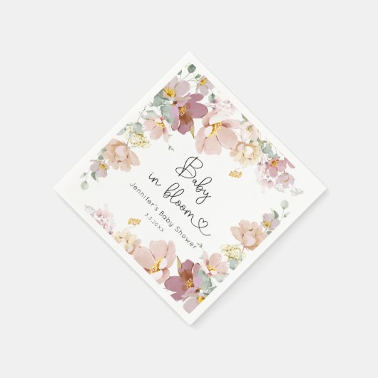 ワイルドフラワーズベビー開花の赤ちゃんシャワーナプキン スタンダードカクテルナプキン (角)