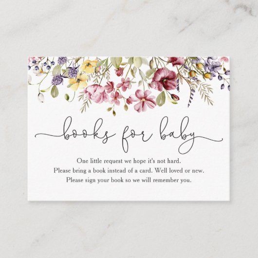 ワイルドフラワーズベビー開花シャワーブックベビー エンクロージャーカード (正面)