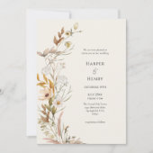 ワイルドフラワーズベージュアイボリーボホボタニカル結婚ズ 招待状 (正面)