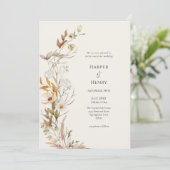 ワイルドフラワーズベージュアイボリーボホボタニカル結婚ズ 招待状 (スタンド正面)