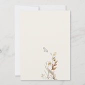 ワイルドフラワーズベージュアイボリーボホボタニカル結婚ズ 招待状 (裏面)