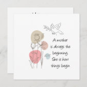 ワイルドフラワーズベージュピンクティール(緑がかった色)マザーズDay Card (正面/裏面)