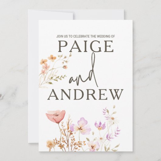 ワイルドフラワーズホワイトシック結婚式招待状#3 new 招待状 (正面)