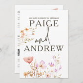 ワイルドフラワーズホワイトシック結婚式招待状#3 new 招待状 (正面/裏面)