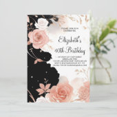 ワイルドフラワーズボタニカルプリント可能な40th誕生日 招待状 (スタンド正面)