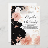 ワイルドフラワーズボタニカルプリント可能な40th誕生日 招待状 (正面/裏面)