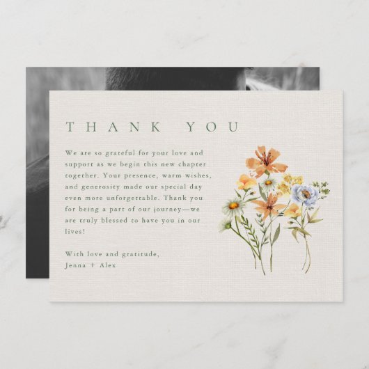 ワイルドフラワーズボタニカル庭園の結婚式写真 サンキューカード (正面/裏面)