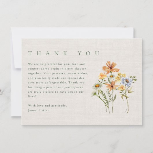 ワイルドフラワーズボタニカル庭園の結婚式写真 サンキューカード (正面)