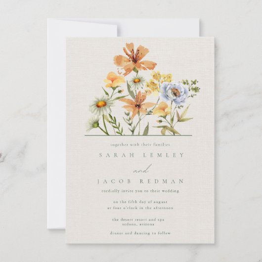 ワイルドフラワーズボタニカル庭園の結婚式 招待状 (正面)