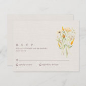 ワイルドフラワーズボタニカル庭園の結婚式RSVP 招待状 (正面/裏面)
