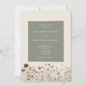 ワイルドフラワーズボホセージグリーン結婚式招待状 招待状 (正面)