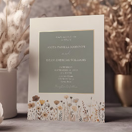 ワイルドフラワーズボホセージグリーン結婚式招待状 招待状