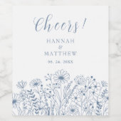 ワイルドフラワーズボホダスティブルー結婚ズ ワインラベル (シングルラベル)