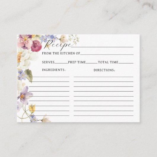 ワイルドフラワーズボホブライダルシャワーレシピ エンクロージャーカード (正面)