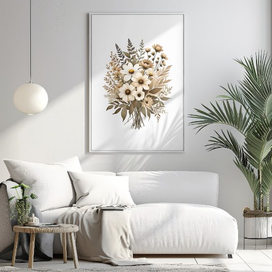 ワイルドフラワーズボホボタニカルウォーターカラーアートプリント ポスター