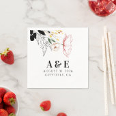 ワイルドフラワーズボホモダンブラックアクセント スタンダードカクテルナプキン (インサイチュ)