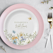 ワイルドフラワーズボホ春パーソナライズされたブライダルシャワー ペーパープレート