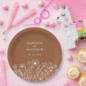 ワイルドフラワーズボホ燃えたオレン結婚ジの ペーパープレート (パーティー)