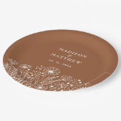 ワイルドフラワーズボホ燃えたオレン結婚ジの ペーパープレート (アングル)