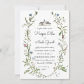 ワイルドフラワーズマナーハ書ンドシックモダンス結婚ズ 招待状 (正面)