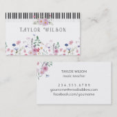 ワイルドフラワーズミュージックピアノビジネスカード 名刺 (正面/裏面)