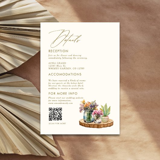 ワイルドフラワーズメイソンジャールボホ結婚ボヘミアン詳細 エンクロージャーカード