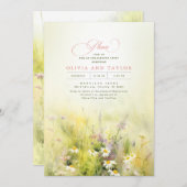 ワイルドフラワーズメドウエレガントサマー婚約パーティ 招待状 (正面/裏面)